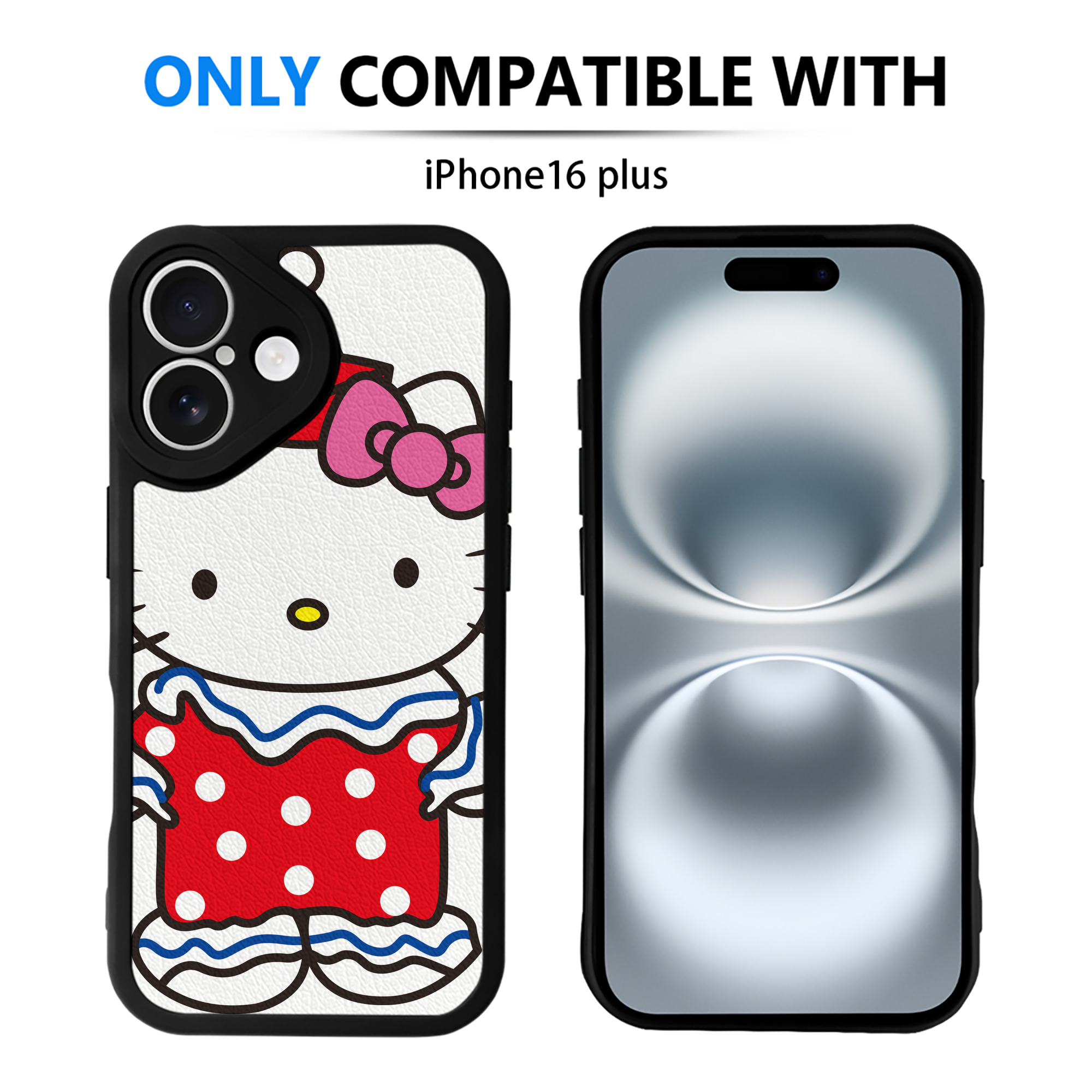 （画像用） Hello Kitty ハローキティ 【iPhone 16シリーズ対応】シリコンスマホケース（レザー調） 材質：シリコン